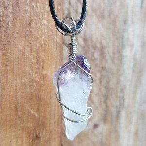 Raw Amethyst Hand Wrapped Healing Crystal Necklace